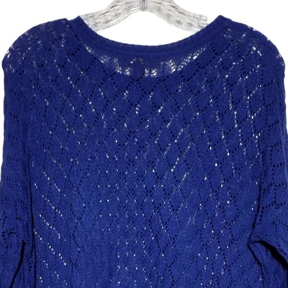 Tommy Bahama Open Knit Blue Linen Cotton Pullover Sweater | Size S - Picture 4 of 7